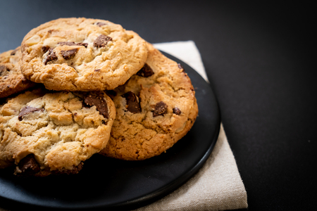 cookies with chocolate chips on plateの写真素材