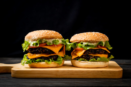 homemade and fresh tasty burger with cheeseの写真素材
