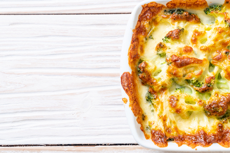 baked cauliflower and broccoli gratin with cheeseの写真素材