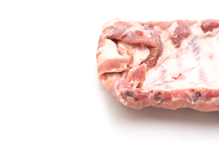 Fresh raw pork ribs isolated on white backgroundの写真素材