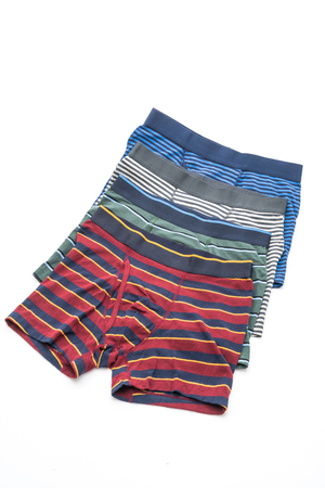 striped men underwear isolated on white backgroundの写真素材