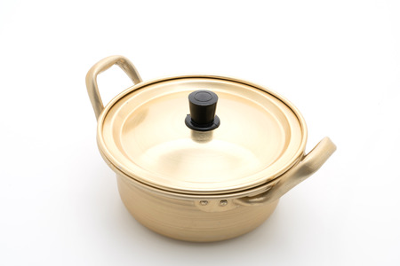 empty golden pot in Korean style isoalated on white backgroundの写真素材