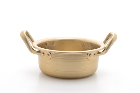 empty golden pot in Korean style isoalated on white backgroundの写真素材