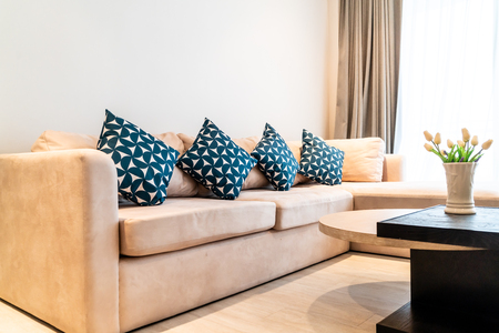 pillow on sofa decoration in living room interiorの写真素材