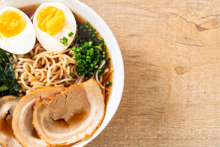 Shoyu ramen noodle with pork and egg - Japanese food styleの写真素材