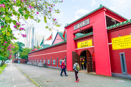 HONG KONG, CHINA - FEB 20 2019 : View of Che Kung Temple in Hong Kong, China. Che Kung Temple is landmark and the popular tourist attraction in Hong Kong.のeditorial素材