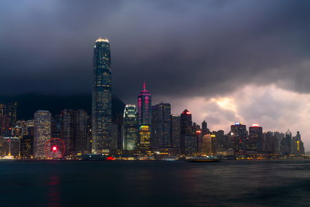 HONG KONG - Feb 20 2019 : Scene of the Victoria Harbour in Hong Kong. Victoria Harbour is the famous attraction place for tourist to visitのeditorial素材
