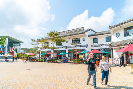HONG KONG - FEB 21, 2019: Tian Tan Buddha aka the Big Buddha is a large bronze statue of a Sakyamuni Buddha and located at Ngong Ping Lantau Island in Hong Kong.のeditorial素材