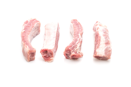 Fresh raw pork ribs isolated on white backgroundの写真素材