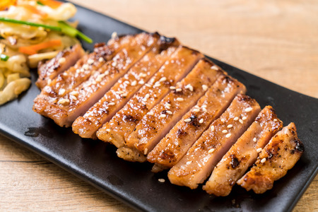 grilled sliced pork steak with vegetable - Asian Styleの写真素材