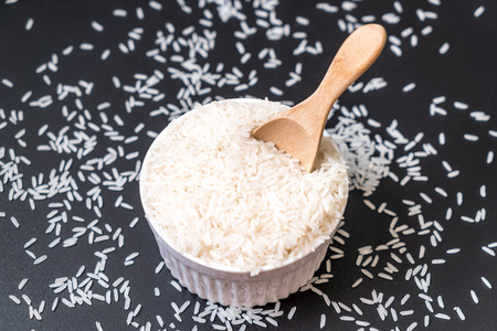 white raw Thai jasmine riceの写真素材
