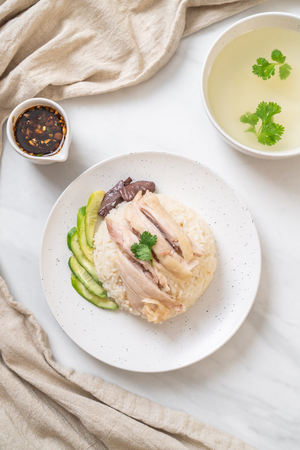 Hainanese chicken rice or steamed chicken rice - Asian food styleの写真素材