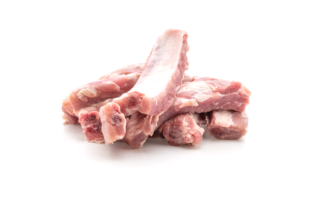 Fresh raw pork ribs isolated on white backgroundの写真素材