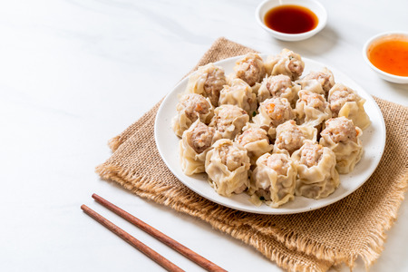Pork dumplings with sauce - Asian food styleの写真素材