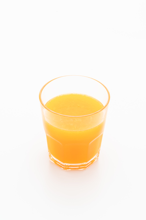 Fresh orange juice on white backgroundの写真素材