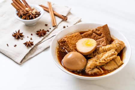 hard-boiled egg in brown sauce or sweet gravy - Asian foodの写真素材