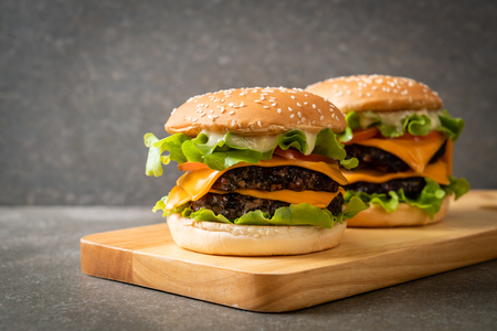 homemade and fresh tasty burger with cheeseの写真素材