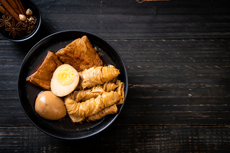 hard-boiled egg in brown sauce or sweet gravy - Asian foodの写真素材