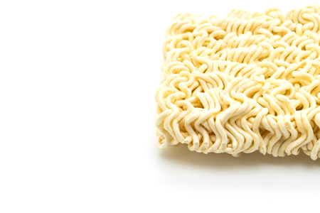 dried korean instant noodles isolated on white backgroundの写真素材