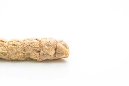 Steamed Crab Meat Roll isolated on white backgroundの写真素材