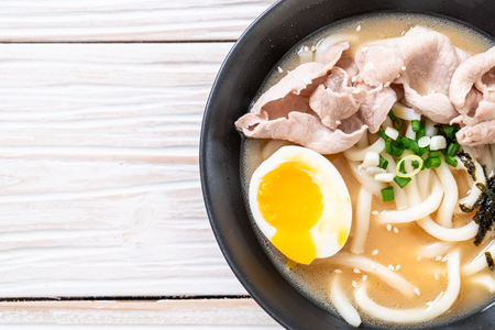 udon ramen noodles with pork soup - Japanese styleの写真素材