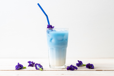 butterfly pea juice with milk - Healthy Drinkの写真素材