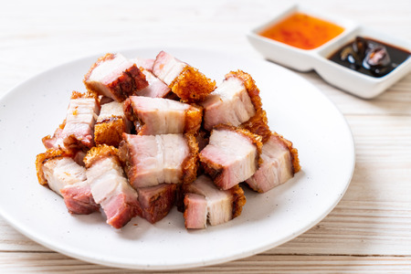 crispy pork belly or deep fried porkの写真素材
