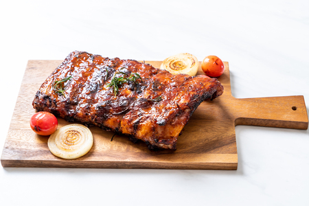 grilled and barbecue ribs porkの写真素材