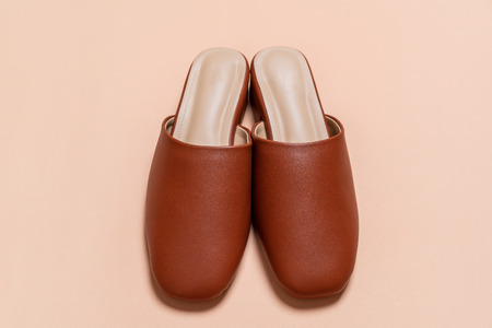Beautiful woman fashion leather shoes
