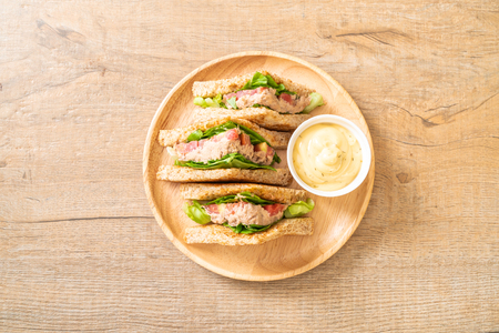Homemade Tuna Sandwich with Tomatoes and Lettuceの写真素材