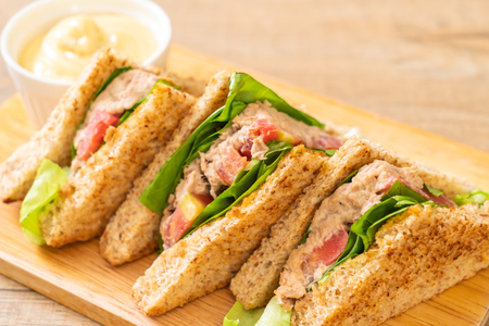 Homemade Tuna Sandwich with Tomatoes and Lettuceの写真素材