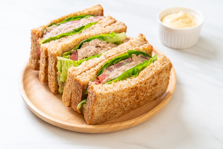 Homemade Tuna Sandwich with Tomatoes and Lettuceの写真素材