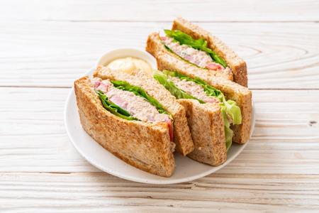 Homemade Tuna Sandwich with Tomatoes and Lettuceの写真素材