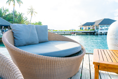 Pillow on sofa chair decoration outdoor patioの写真素材