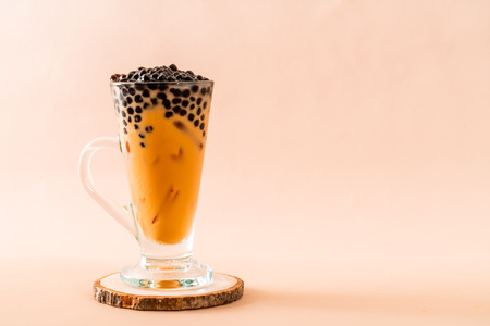 Iced Thai Milk Tea with Bubblesの写真素材