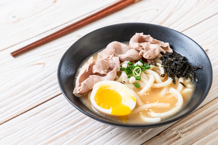 udon ramen noodles with pork soup - Japanese styleの写真素材