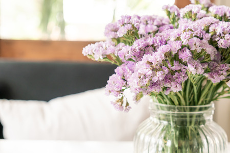 statice flower in vase decoration in living roomの写真素材