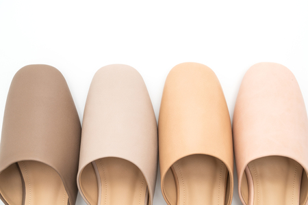 woman fashion leather shoe isolated on white backgroundの写真素材