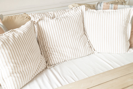 comfortable pillows on sofa decoration in living room interior