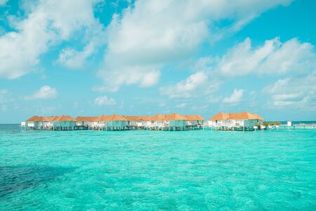 tropical Maldives resort hotel and island with beach and sea for holiday vacation concept - boost up...