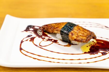 Foie Gras Sushi with Sauce - Japanese food style