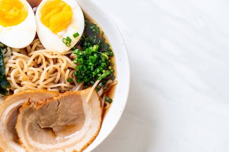 Shoyu ramen noodle with pork and egg - Japanese food styleの写真素材