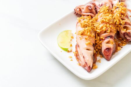 fried squid with garlic - seafood style