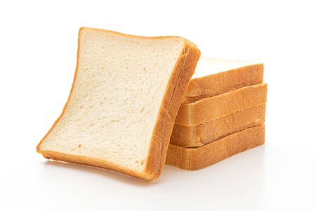 slices bread isolated on white backgroundの写真素材