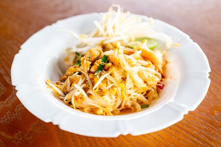 Thai style noodles , Pad thai (stir-fried noodle with shrimp)の写真素材