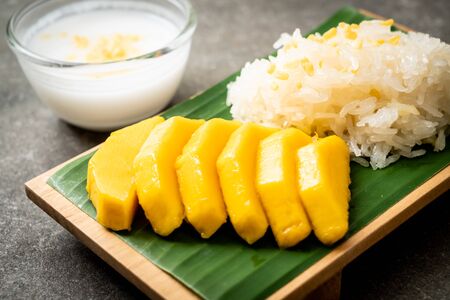 mango with sticky rice -  popular traditional dessert of Thailandの写真素材