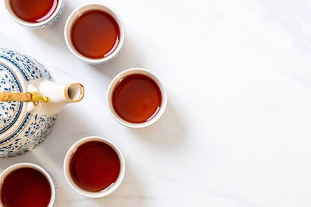 close-up beautiful Chinese tea setの写真素材