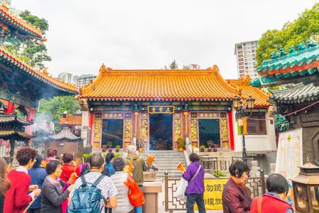 Kowloon, Hong Kong - FEB 22, 2019 : Wong Tai Sin Temple, famous temple in Hong Kong, Landmark.のeditorial素材