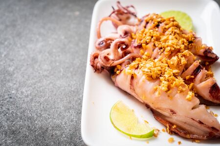 fried squid with garlic - seafood styleの写真素材