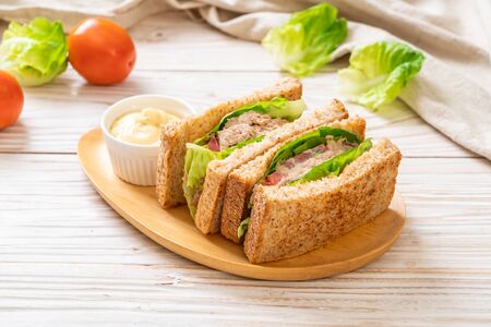 Homemade Tuna Sandwich with Tomatoes and Lettuceの写真素材